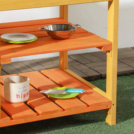 Mud Kitchen for Kids Outdoor Kitchen Playset w/ Realistic Kitchen Toys, Faucet Sink Storage Shelves for Ages 3-8 Years