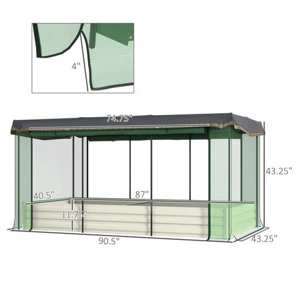 Galvanized Steel Planter Box with Crop Cage and Shade Cloth, Raised Garden Bed for Flowers, Veggies and Herbs, Beige