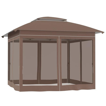 12 feet x 12 feet Pop Up Canopy Tent with Netting and Carry Bag, Instant Sun Shelter with 137 sq.ft Shade, Tents, Khaki