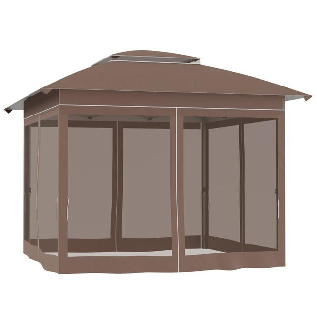 12 feet x 12 feet Pop Up Canopy Tent with Netting and Carry Bag, Instant Sun Shelter with 137 sq.ft Shade, Tents, Khaki