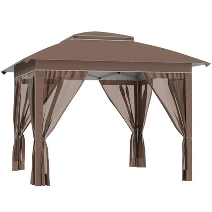 12 feet x 12 feet Pop Up Canopy Tent with Netting and Carry Bag, Instant Sun Shelter with 137 sq.ft Shade, Tents, Khaki