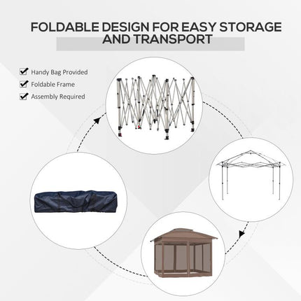 12 feet x 12 feet Pop Up Canopy Tent with Netting and Carry Bag, Instant Sun Shelter with 137 sq.ft Shade, Tents, Khaki