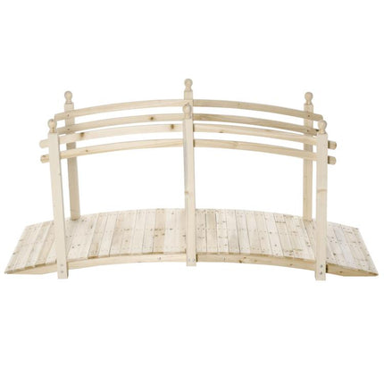 Wooden Arch Garden Bridge, Safety Rails for Backyard Ponds, Creeks, Streams, 7.5 feet , Natural