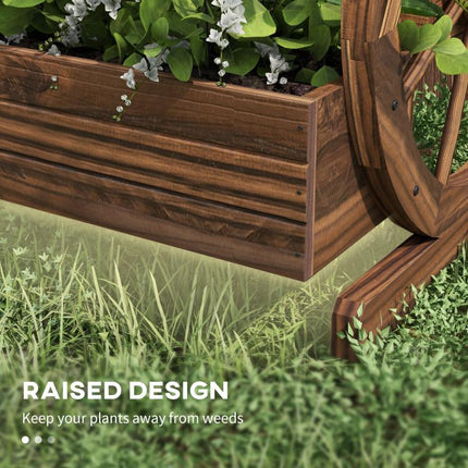 Wooden Wagon Planter Box, 3-Tier Raised Garden Bed, for Vegetables Flowers Herbs, 25 inch x 21 inch x 24 inch