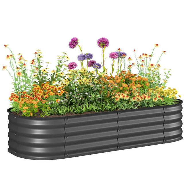 4.9 feet x 2 feet x 1 feet Galvanized Raised Garden Bed Kit, Metal Planter Box with Safety Edging, Dark Gray