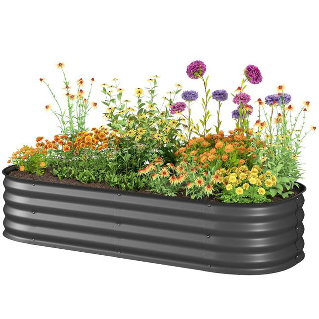 4.9 feet x 2 feet x 1 feet Galvanized Raised Garden Bed Kit, Metal Planter Box with Safety Edging, Dark Gray