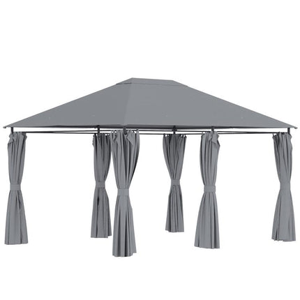 10 feet x 13 feet Outdoor Patio Gazebo, Canopy Shelter with 6 Removable Sidewalls & Steel Frame for Garden, Lawn, Backyard & Deck, Gray