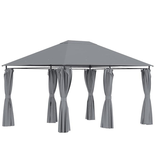 10 feet x 13 feet Outdoor Patio Gazebo, Canopy Shelter with 6 Removable Sidewalls & Steel Frame for Garden, Lawn, Backyard & Deck, Gray