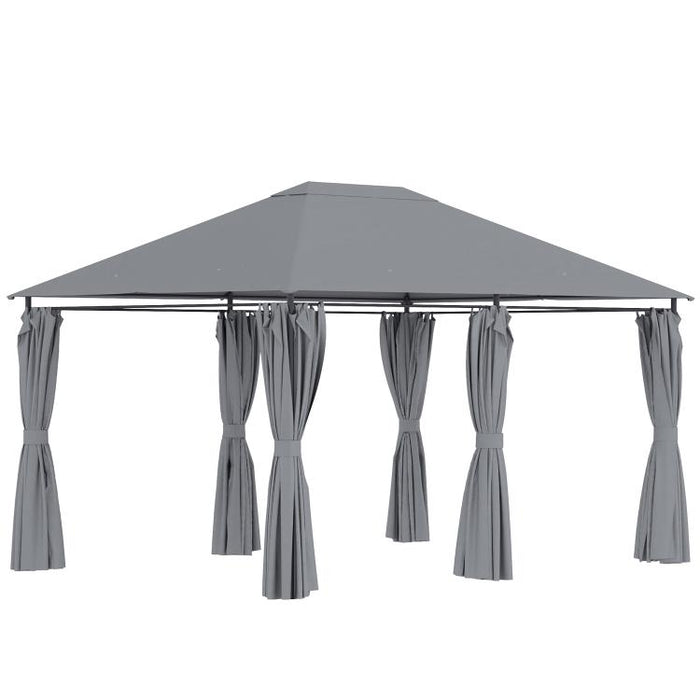10 feet x 13 feet Outdoor Patio Gazebo, Canopy Shelter with 6 Removable Sidewalls & Steel Frame for Garden, Lawn, Backyard & Deck, Gray