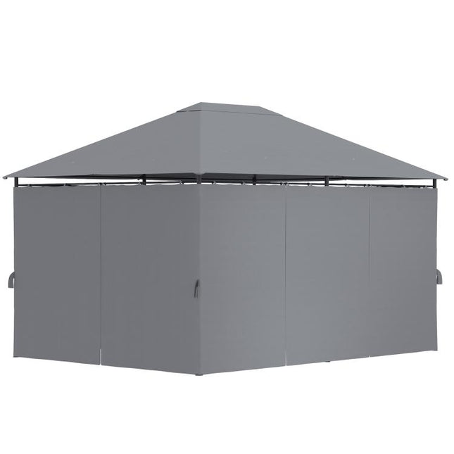 10 feet x 13 feet Outdoor Patio Gazebo, Canopy Shelter with 6 Removable Sidewalls & Steel Frame for Garden, Lawn, Backyard & Deck, Gray