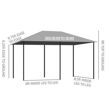 10 feet x 13 feet Outdoor Patio Gazebo, Canopy Shelter with 6 Removable Sidewalls & Steel Frame for Garden, Lawn, Backyard & Deck, Gray