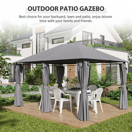10 feet x 13 feet Outdoor Patio Gazebo, Canopy Shelter with 6 Removable Sidewalls & Steel Frame for Garden, Lawn, Backyard & Deck, Gray