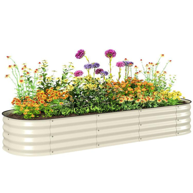 6.4 feet x 2 feet x 1 feet Galvanized Raised Garden Bed Kit, Metal Planter Box with Safety Edging, Cream