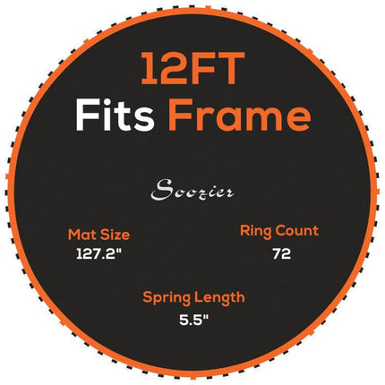Trampoline Replacement Mat, Fits 12 feet Trampoline w/ 72 V-Hooks & 5.5 inch Springs (Spring & Frame not Included), Orange