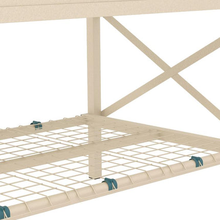 Galvanized Raised Garden Bed, Metal Planter Box with Legs, Storage Shelf and Bed Liner, Cream