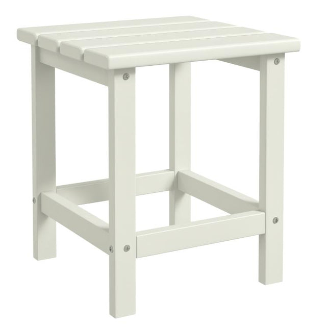 Adirondack Side Table, Square Patio End Table, Weather Resistant 15 inch Outdoor HDPE Table for Porch, Pool, Balcony, White