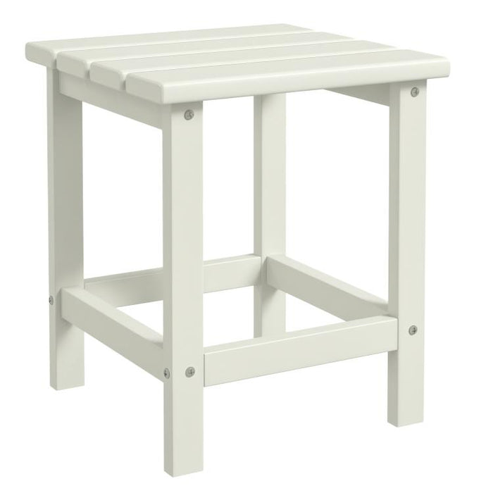 Adirondack Side Table, Square Patio End Table, Weather Resistant 15 inch Outdoor HDPE Table for Porch, Pool, Balcony, White