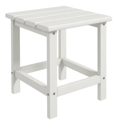 Adirondack Side Table, Square Patio End Table, Weather Resistant 15 inch Outdoor HDPE Table for Porch, Pool, Balcony, White