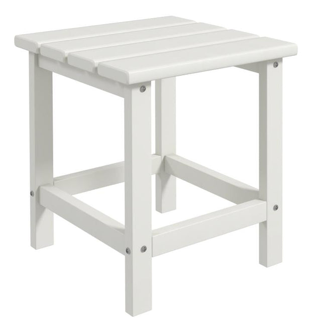 Adirondack Side Table, Square Patio End Table, Weather Resistant 15 inch Outdoor HDPE Table for Porch, Pool, Balcony, White