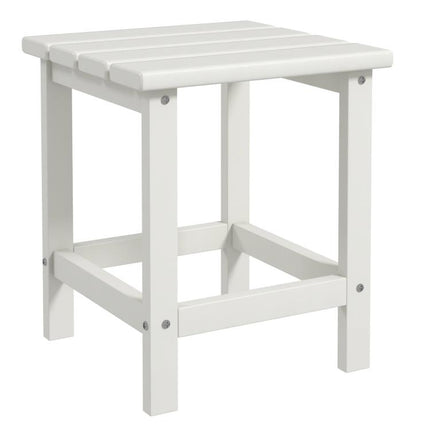 Adirondack Side Table, Square Patio End Table, Weather Resistant 15 inch Outdoor HDPE Table for Porch, Pool, Balcony, White