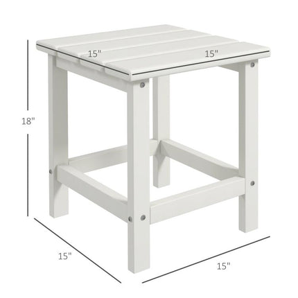Adirondack Side Table, Square Patio End Table, Weather Resistant 15 inch Outdoor HDPE Table for Porch, Pool, Balcony, White