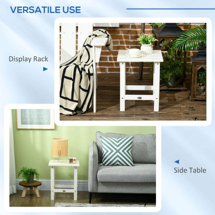 Adirondack Side Table, Square Patio End Table, Weather Resistant 15 inch Outdoor HDPE Table for Porch, Pool, Balcony, White