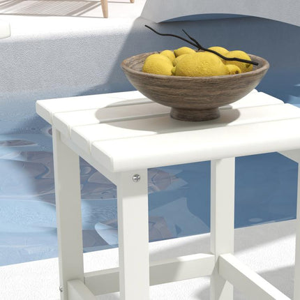 Adirondack Side Table, Square Patio End Table, Weather Resistant 15 inch Outdoor HDPE Table for Porch, Pool, Balcony, White