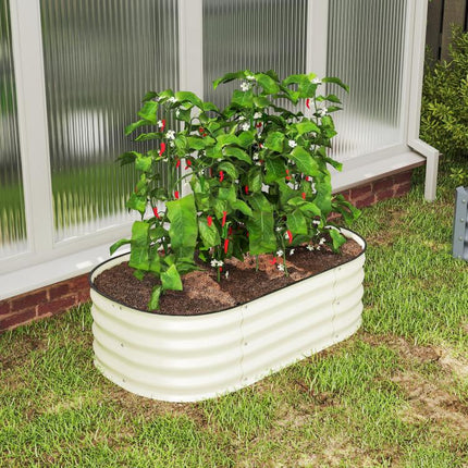 3.4 feet x 2 feet x 1 feet Galvanized Raised Garden Bed Kit, Metal Planter Box with Safety Edging, Cream