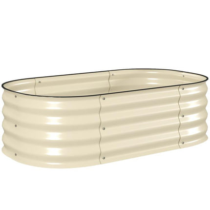 3.4 feet x 2 feet x 1 feet Galvanized Raised Garden Bed Kit, Metal Planter Box with Safety Edging, Cream