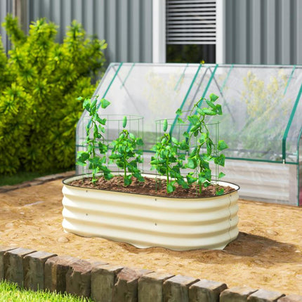 3.4 feet x 2 feet x 1 feet Galvanized Raised Garden Bed Kit, Metal Planter Box with Safety Edging, Cream