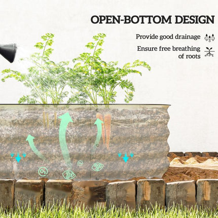 3.4 feet x 2 feet x 1 feet Galvanized Raised Garden Bed Kit, Metal Planter Box with Safety Edging, Cream