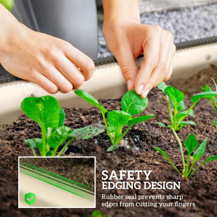 3.4 feet x 2 feet x 1 feet Galvanized Raised Garden Bed Kit, Metal Planter Box with Safety Edging, Cream