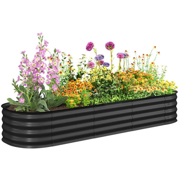 6.4 feet x 2 feet x 1 feet Galvanized Raised Garden Bed Kit, Metal Planter Box with Safety Edging, Dark Gray
