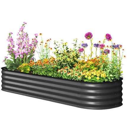 6.4 feet x 2 feet x 1 feet Galvanized Raised Garden Bed Kit, Metal Planter Box with Safety Edging, Dark Gray
