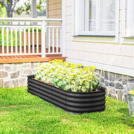 6.4 feet x 2 feet x 1 feet Galvanized Raised Garden Bed Kit, Metal Planter Box with Safety Edging, Dark Gray