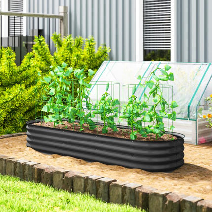 6.4 feet x 2 feet x 1 feet Galvanized Raised Garden Bed Kit, Metal Planter Box with Safety Edging, Dark Gray