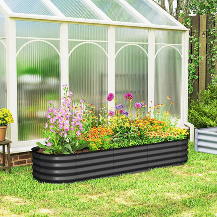 6.4 feet x 2 feet x 1 feet Galvanized Raised Garden Bed Kit, Metal Planter Box with Safety Edging, Dark Gray