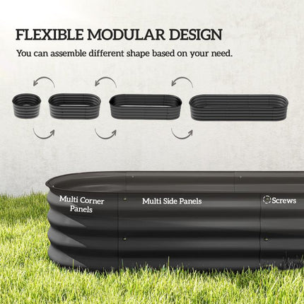 6.4 feet x 2 feet x 1 feet Galvanized Raised Garden Bed Kit, Metal Planter Box with Safety Edging, Dark Gray
