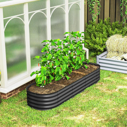 6.4 feet x 2 feet x 1 feet Galvanized Raised Garden Bed Kit, Metal Planter Box with Safety Edging, Dark Gray