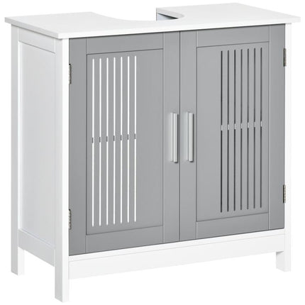Under Sink Pedestal Storage Bathroom Cabinet, Grey White