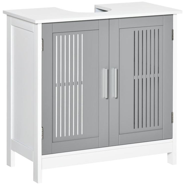 Under Sink Pedestal Storage Bathroom Cabinet, Grey White