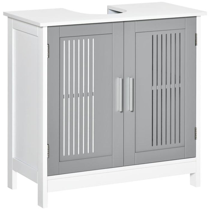 Under Sink Pedestal Storage Bathroom Cabinet, Grey White