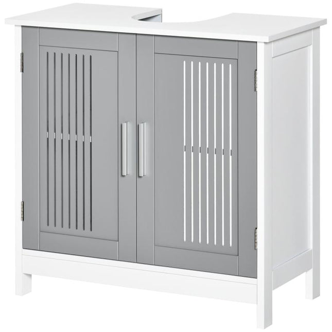 Under Sink Pedestal Storage Bathroom Cabinet, Grey White