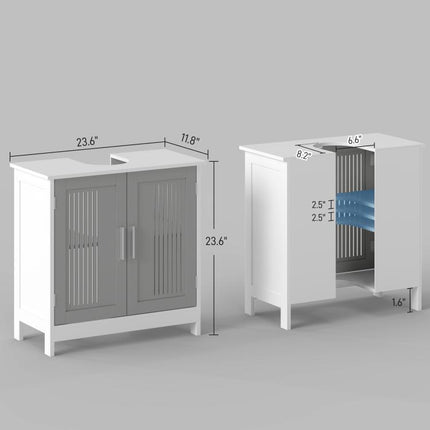 Under Sink Pedestal Storage Bathroom Cabinet, Grey White