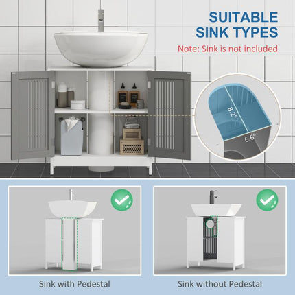 Under Sink Pedestal Storage Bathroom Cabinet, Grey White