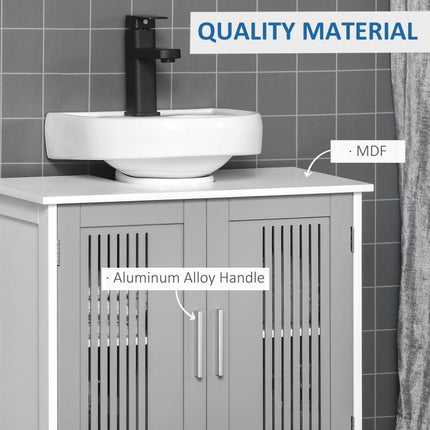 Under Sink Pedestal Storage Bathroom Cabinet, Grey White