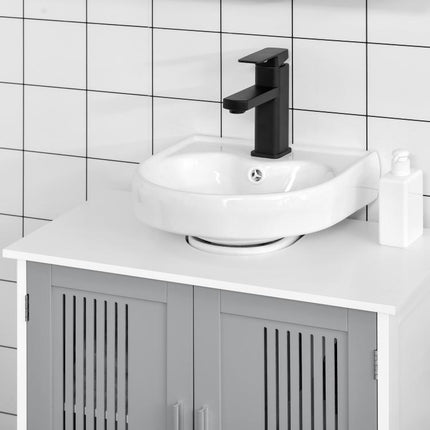 Under Sink Pedestal Storage Bathroom Cabinet, Grey White