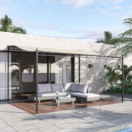 10 feet x 13 feet Outdoor Pergola Gazebo, Steel Patio Canopy with Weather-Resistant Fabric and Drainage Holes, Cream White