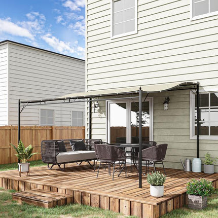 10 feet x 13 feet Outdoor Pergola Gazebo, Steel Patio Canopy with Weather-Resistant Fabric and Drainage Holes, Cream White