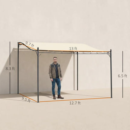 10 feet x 13 feet Outdoor Pergola Gazebo, Steel Patio Canopy with Weather-Resistant Fabric and Drainage Holes, Cream White